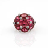 Pink Sapphire Diamond Cocktail Ring in 18k White Gold