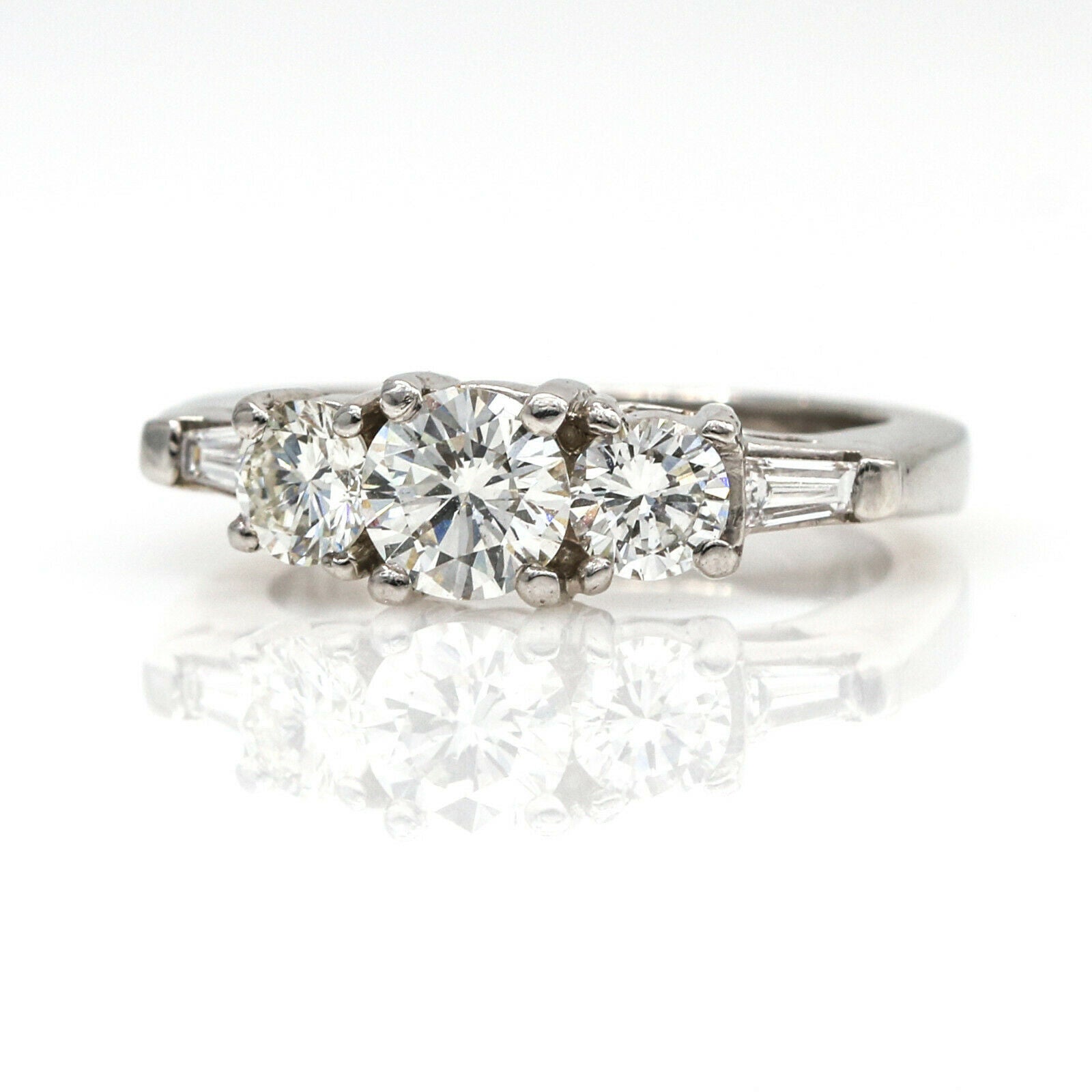 1.45 cttw Diamond Three-Stone Engagement Ring in Platinum
