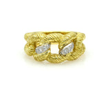 SUNA Textured Curb Link Diamond Ring in 18k Yellow Gold & Platinum