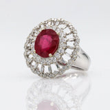 5.45 ct Ruby and Diamond Statement Ring in 18k White Gold