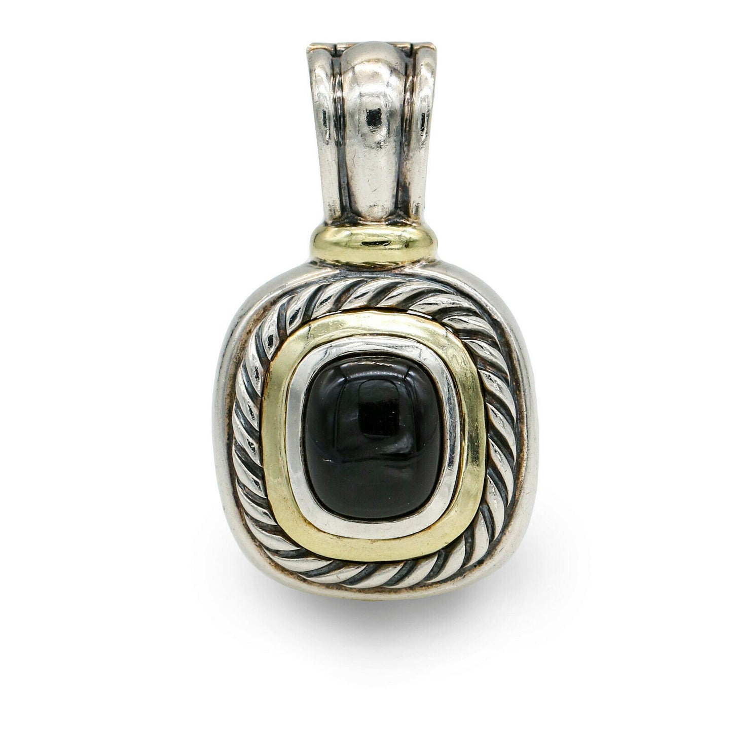 David Yurman Onyx Albion Enhancer Pendant Large in Sterling Silver 14k Gold