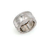 Versace Diamond Wide Band Ring in 18k White Gold