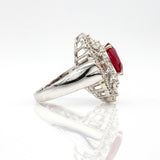 5.45 ct Ruby and Diamond Statement Ring in 18k White Gold