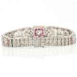 7.38 ct Diafini Diamond and Ruby Art Deco Bracelet in 18k White Gold