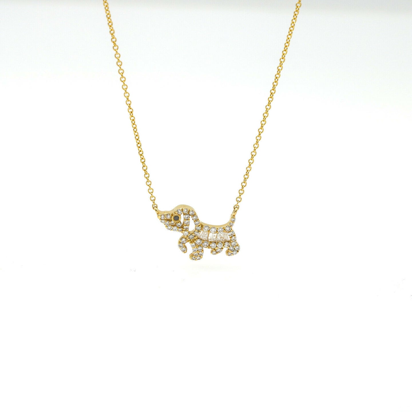Diamond Dog Pendant Necklace in 18k Yellow Gold Signed H