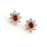 2.00 ct Ruby and Diamond Stud Earrings in 14k Yellow Gold
