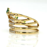 Khai Khai Tsavorite Diamond Wide Band Ring in 18k Yellow Gold