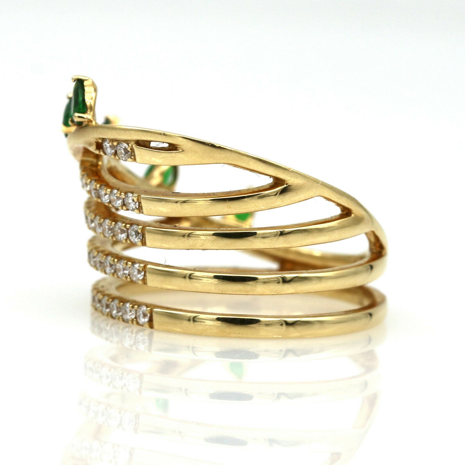 Khai Khai Tsavorite Diamond Wide Band Ring in 18k Yellow Gold