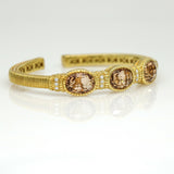 Judith Ripka Citrine Diamond Cuff Bangle Bracelet in 18k Yellow Gold