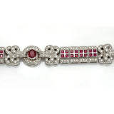 Victoria 12.00 ct Ruby and Diamond Art Deco Bracelet in 18k White Gold