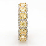 5.52 ct Fancy Yellow Diamond Eternity Band Anniversary Ring in 18k White Gold