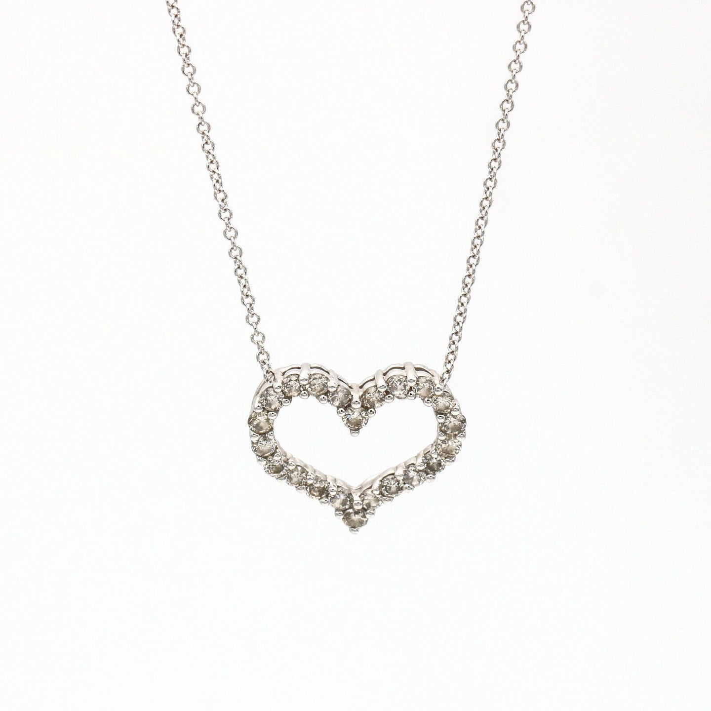1.00 carat Diamond Heart Pendant Necklace in 14k White Gold