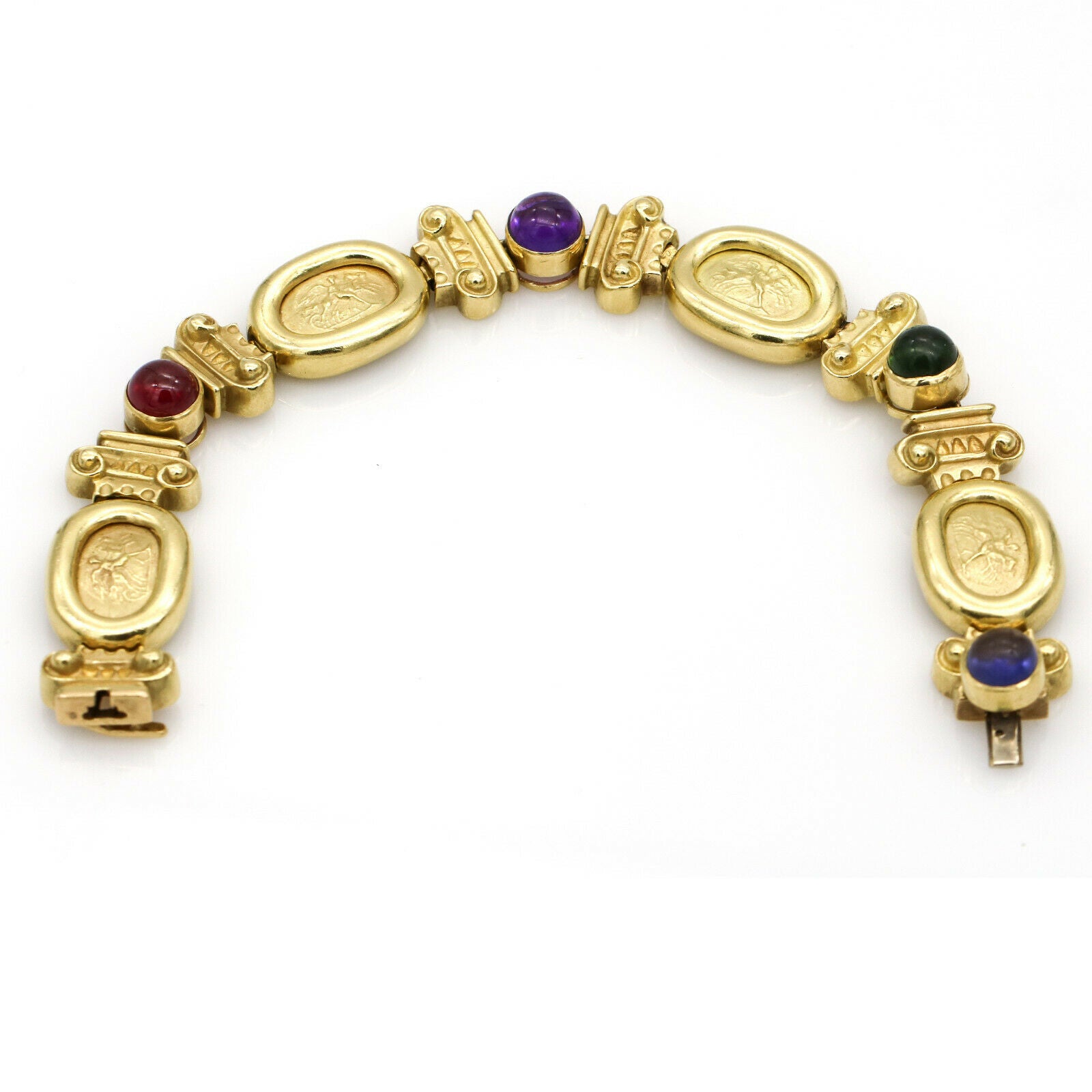 Lady Godiva Woman on a Horse Gemstone Statement Bracelet in 18k Yellow Gold