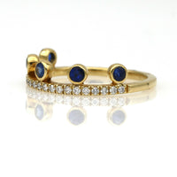 Khai Khai Blue Sapphire Crown Ring in 18k Yellow Gold