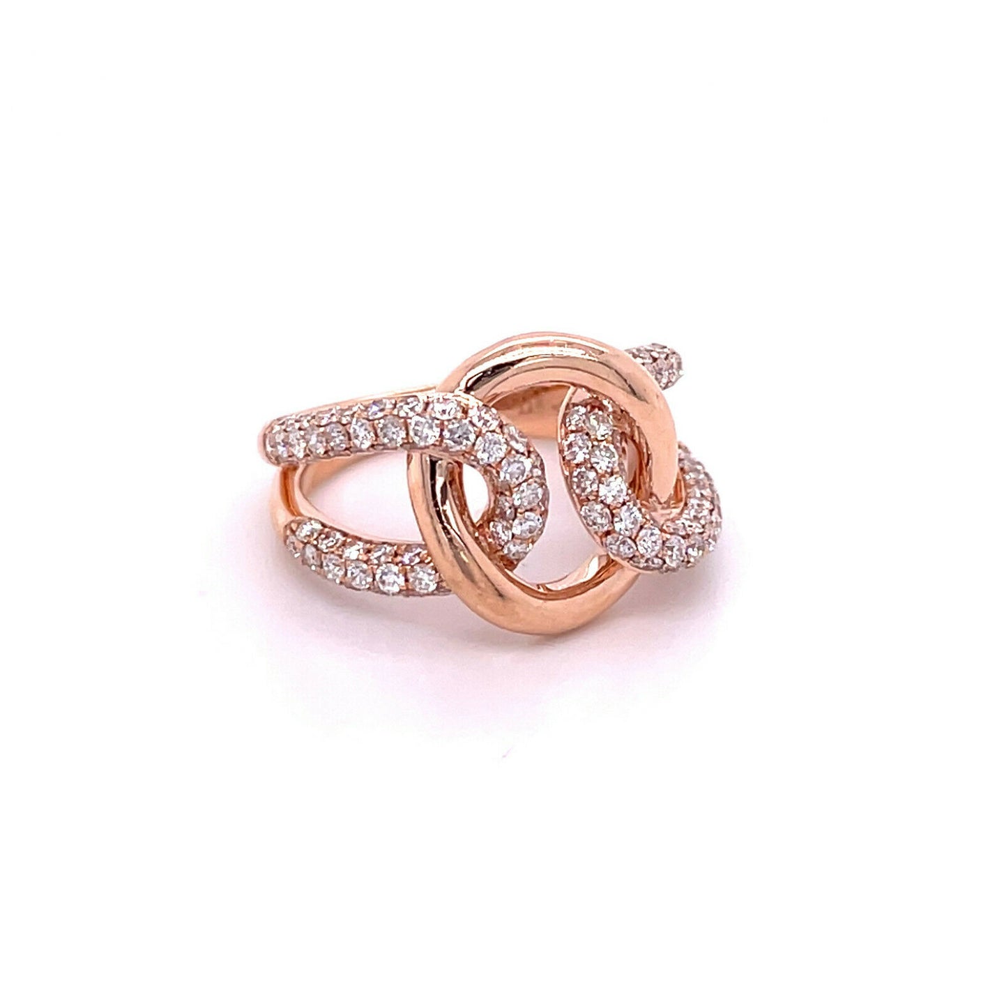 House of Baguettes Interlocking Links Ring in 14k Rose Gold