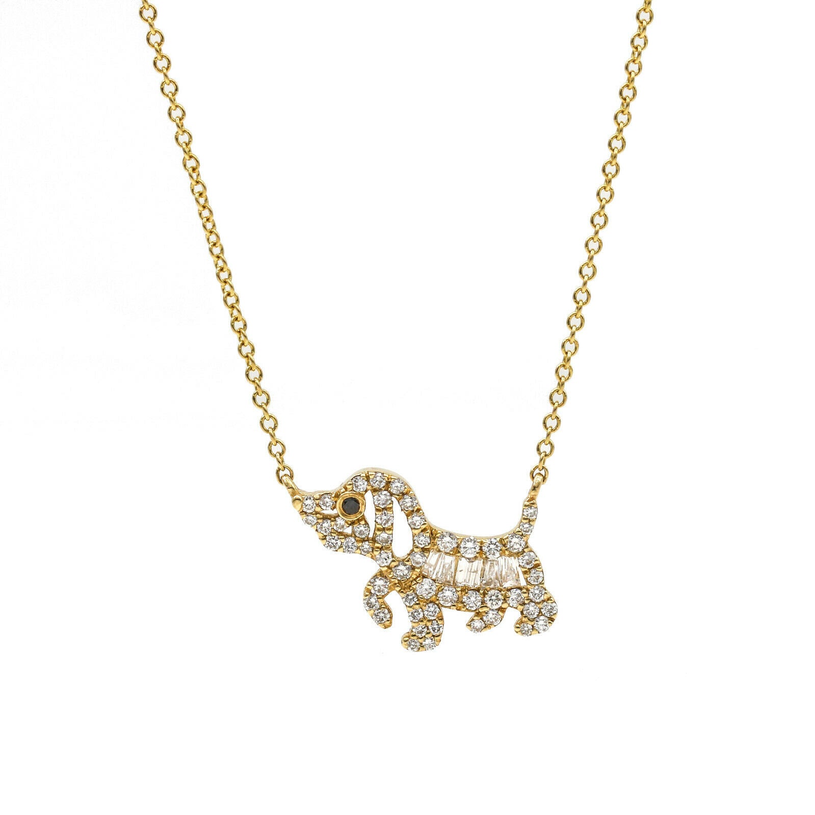 Diamond Dog Pendant Necklace in 18k Yellow Gold Signed H
