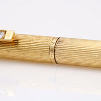 CHAUMET Textured 18k Yellow Gold Fountain Pen with Diamonds 1.20 cttw