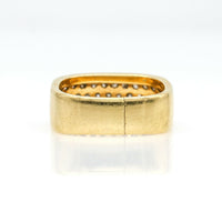 Hammerman Brothers Pave Diamond Cushion Cuff Band Ring in 18k Yellow Gold