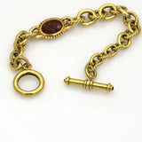 Jade Carnelian Soldier Horse Intaglio Toggle Link Bracelet in 18k Yellow Gold
