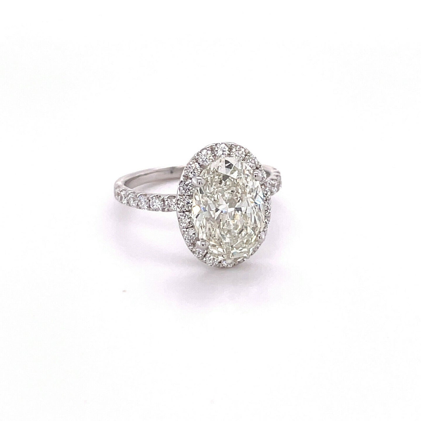 3.17 ct EGL Certified Oval Cut Diamond Halo Engagement Ring in 18k White Gold