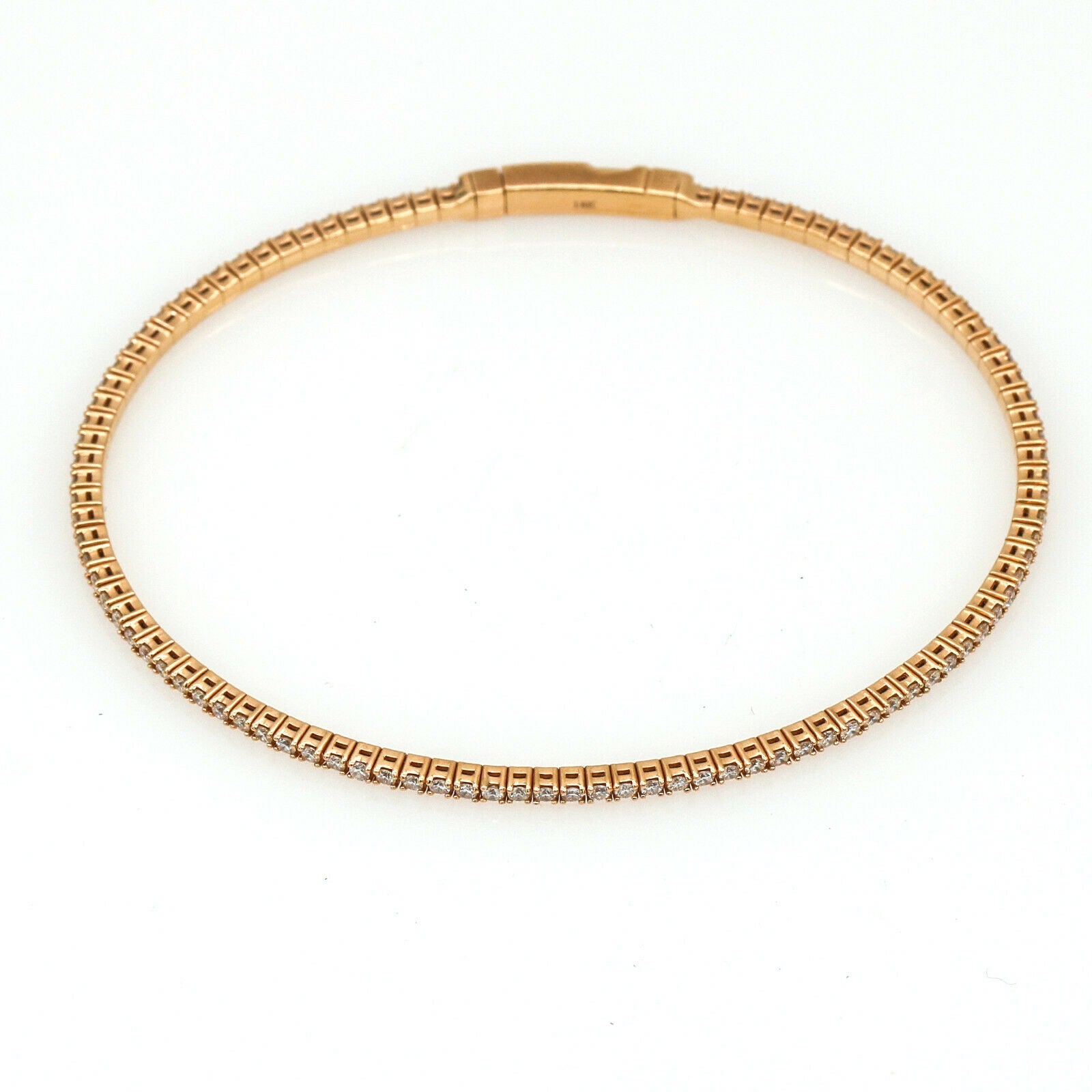 Women's Pave Diamond Flexible Bangle Bracelet in 18k Rose Gold 2.50 cttw