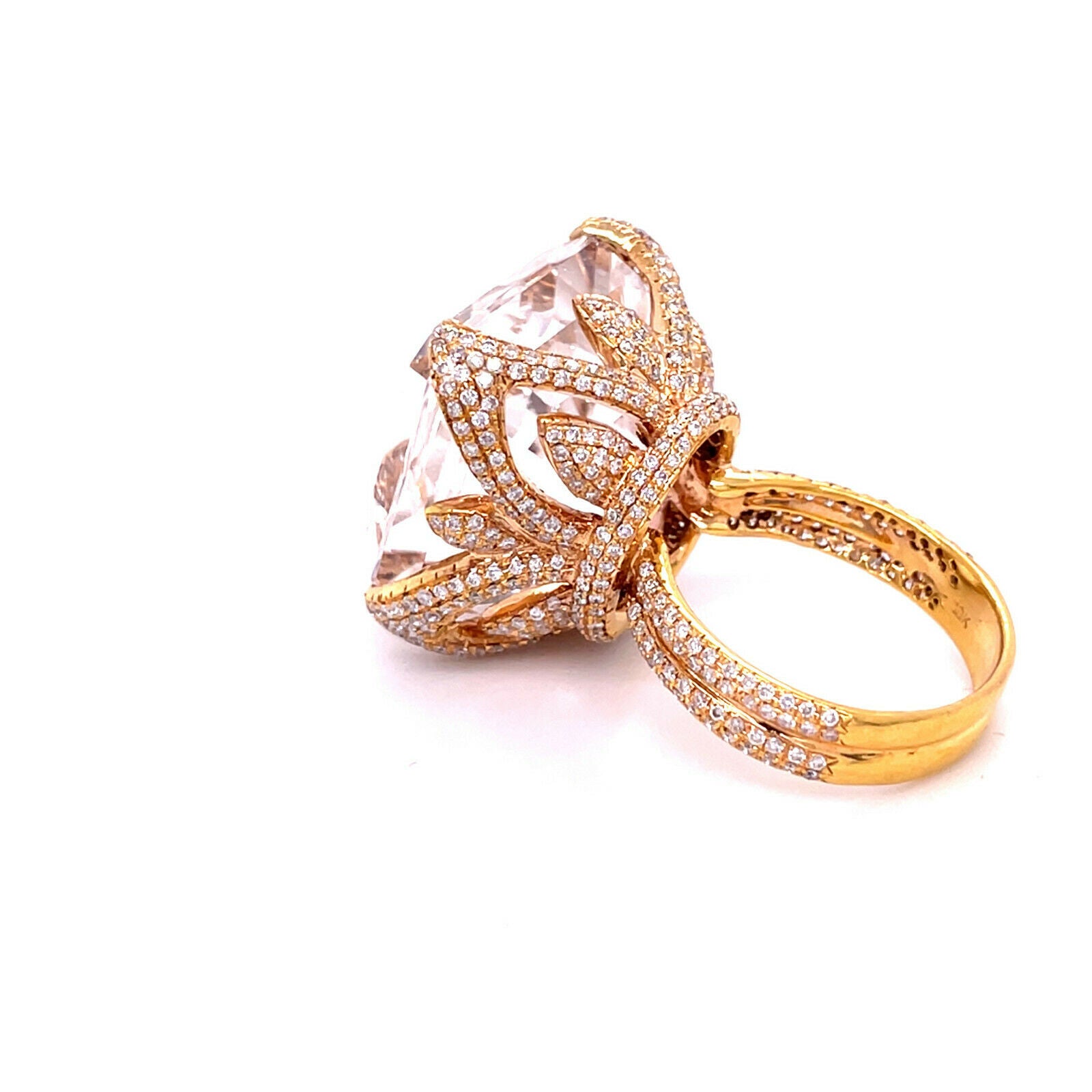 Women's Kunzite and Diamond Statement Ring in 18k Rose Gold