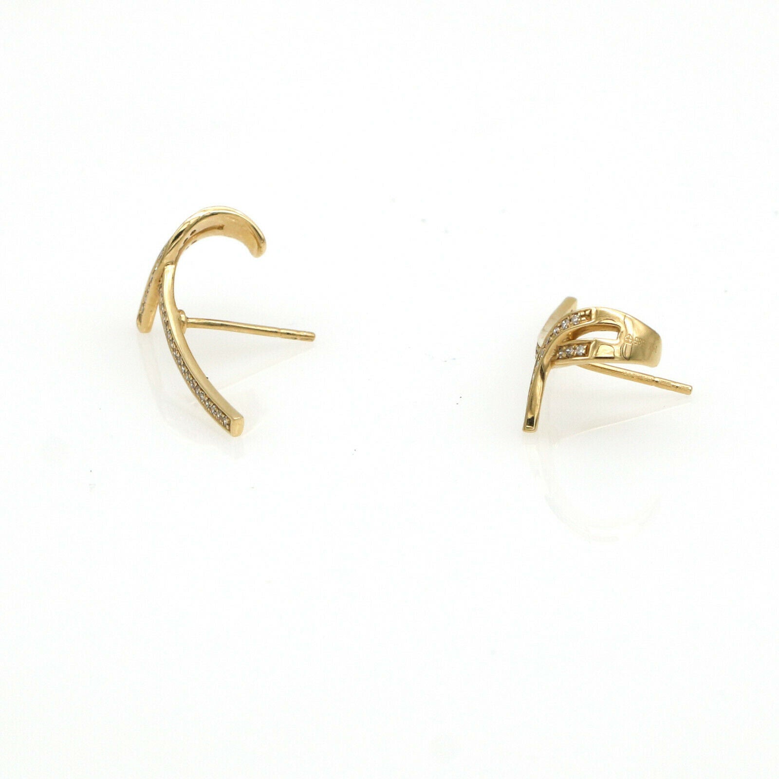 Women's Awareness Ribbon Diamond Bow Climber Earrings in 14k Yellow Gold