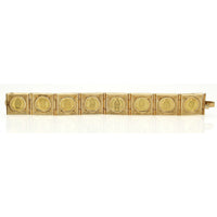 1950s Venezuelan Cacique Coins Link Bracelet in 18k 24k Yellow Gold