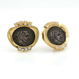Ancient Constantine Coin Authentic Imperial Roman Empire Diamond Earrings