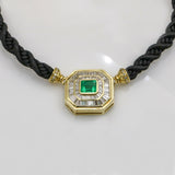 Colombian Emerald and Diamond Black Silk Cord Choker Necklace (15.00 ct tw )