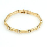 Bamboo Link Chain Statement Bracelet in 14k White and Yellow Gold Italian Made