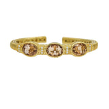 Judith Ripka Citrine Diamond Cuff Bangle Bracelet in 18k Yellow Gold