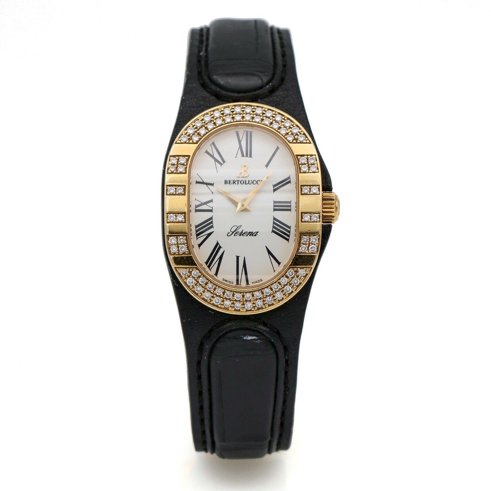Bertolucci Serena 18k Yellow Gold Watch with Diamond Bezel With Box & Papers