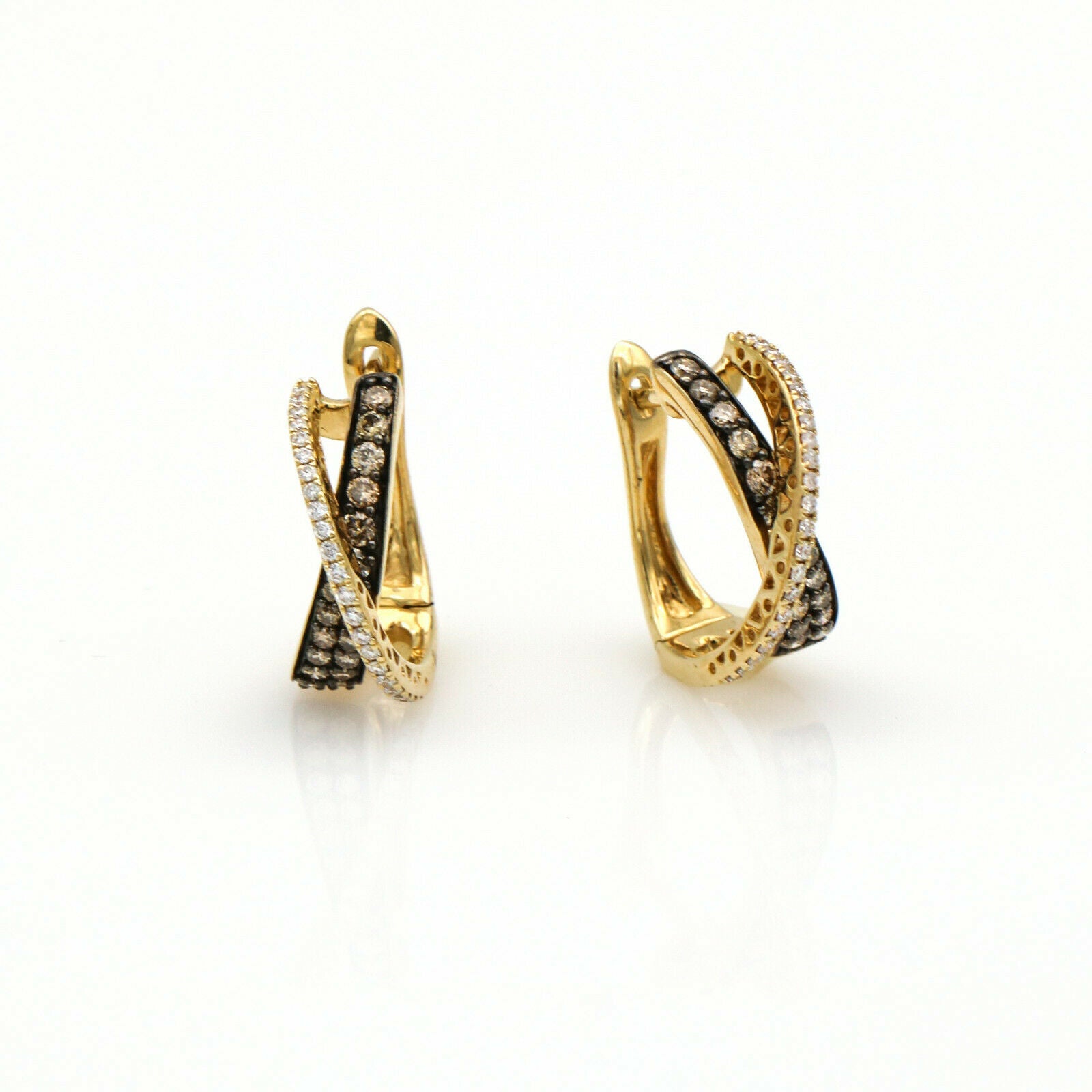 Le Vian Champagne Diamond Crossover Hoop Earrings in 14k Yellow Gold
