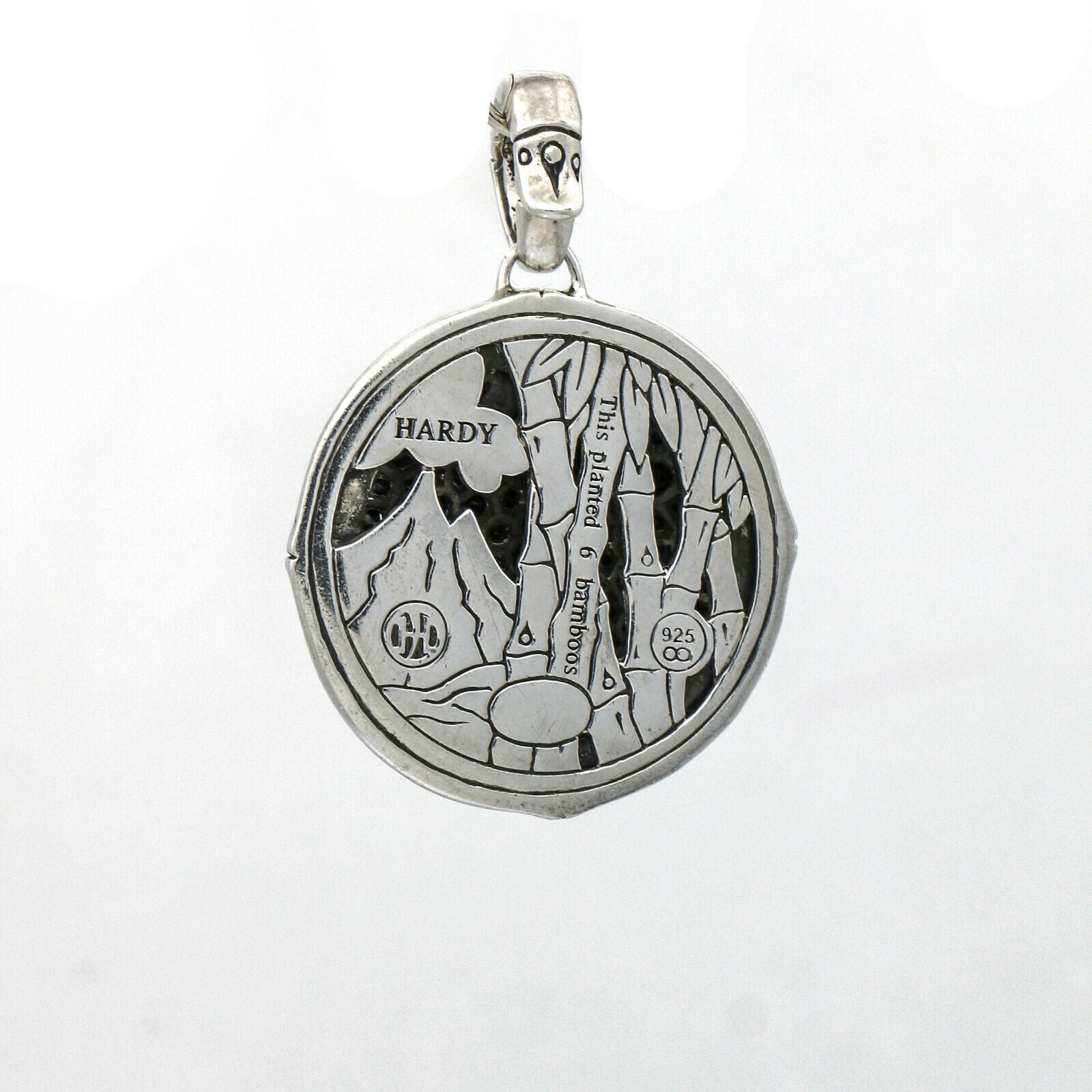 John Hardy Black Sapphire Large Bamboo Pendant in Sterling Silver