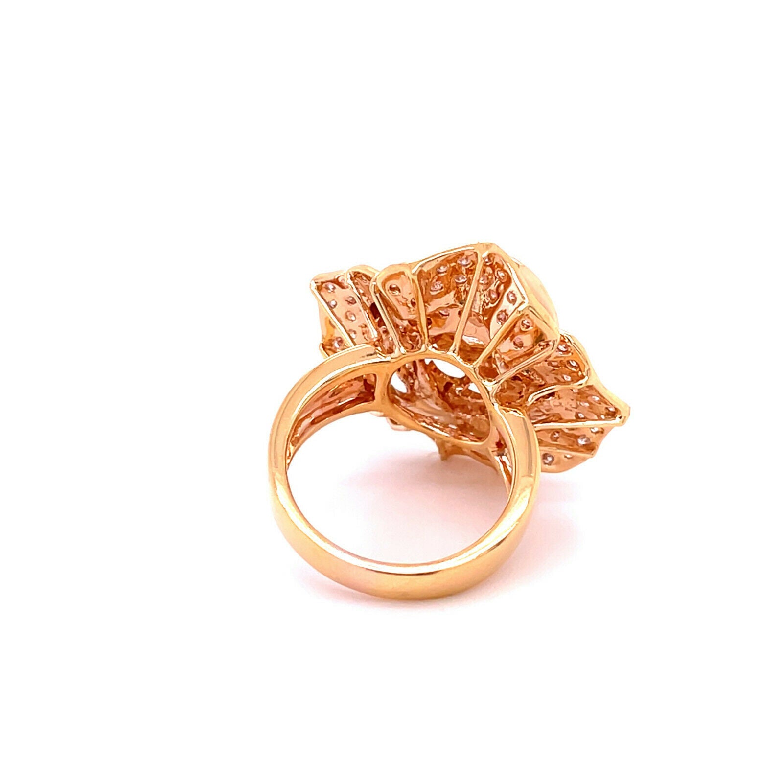 Women's Pave Diamond Rose Ring in 18k Pink Gold