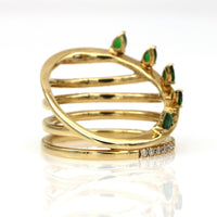 Khai Khai Tsavorite Diamond Wide Band Ring in 18k Yellow Gold