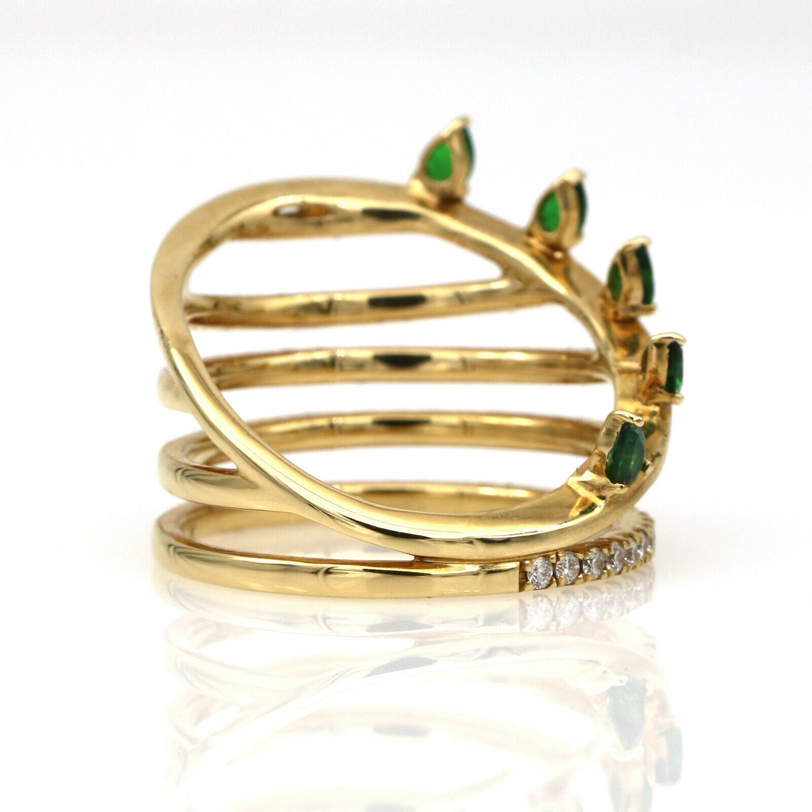 Khai Khai Tsavorite Diamond Wide Band Ring in 18k Yellow Gold