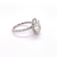 3.17 ct EGL Certified Oval Cut Diamond Halo Engagement Ring in 18k White Gold