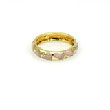 Hidalgo Pink Enamel and Diamond Footprints Band Ring in 18k Yellow Gold