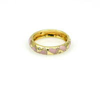 Hidalgo Pink Enamel and Diamond Footprints Band Ring in 18k Yellow Gold