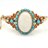 Opal and Turquoise Vintage Statement Bracelet in 14k Rose Gold