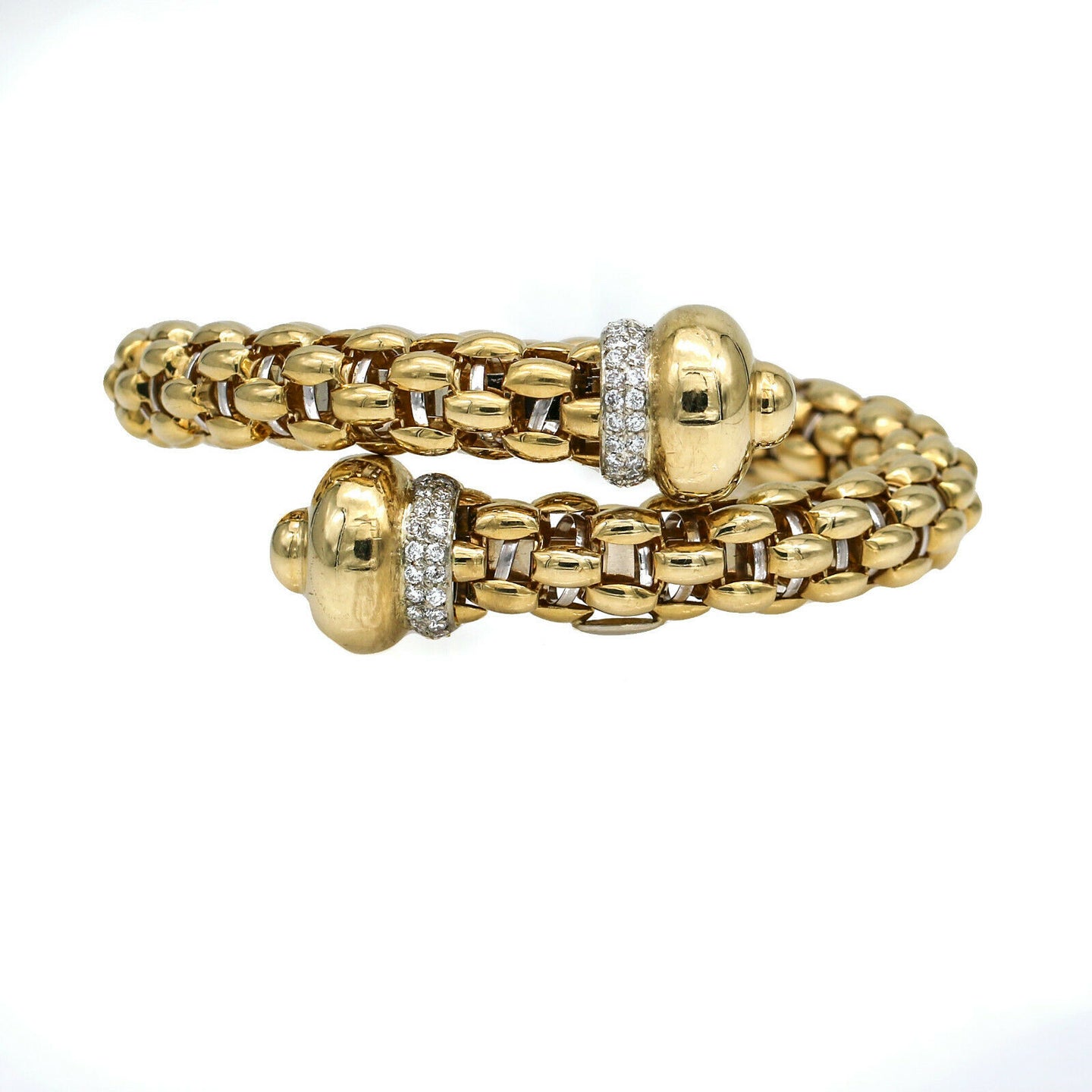 FOPE Bypass Diamond Flex Cuff Bracelet in 18k Yellow Gold