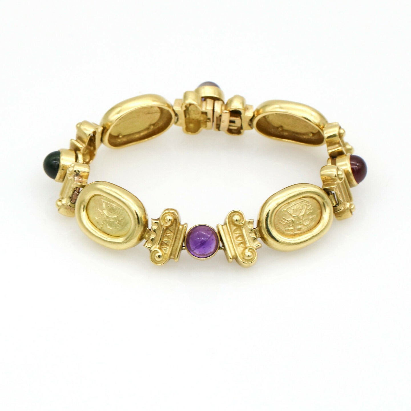 Lady Godiva Woman on a Horse Gemstone Statement Bracelet in 18k Yellow Gold