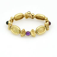 Lady Godiva Woman on a Horse Gemstone Statement Bracelet in 18k Yellow Gold
