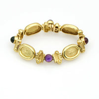 Lady Godiva Woman on a Horse Gemstone Statement Bracelet in 18k Yellow Gold