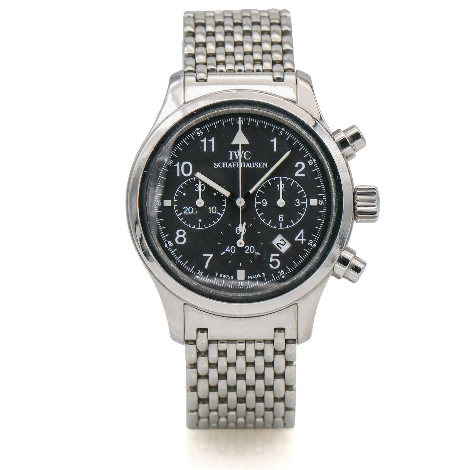 IWC Flieger Pilot Chronograph Watch in Stainless Steel with Black Dial 3741