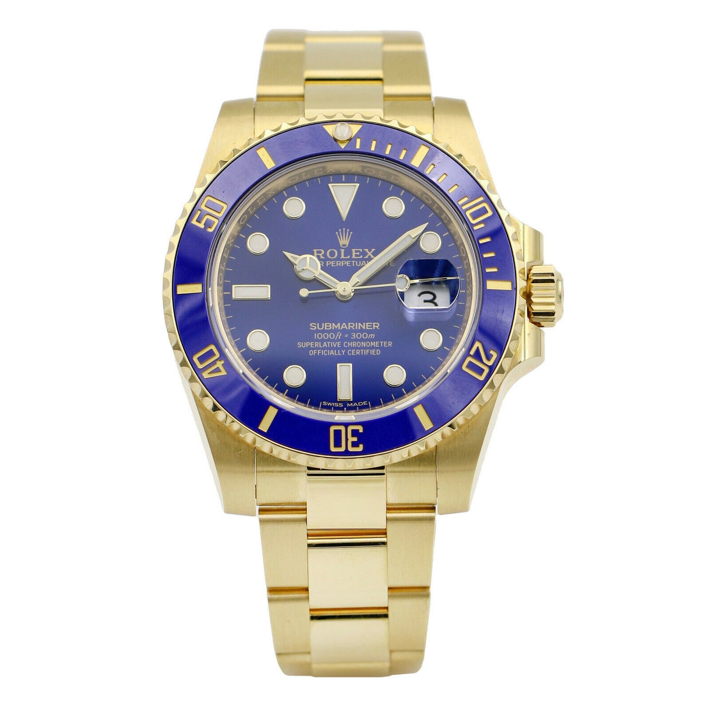 2019 Men's Rolex Submariner Date 18k Yellow Gold 116618LB