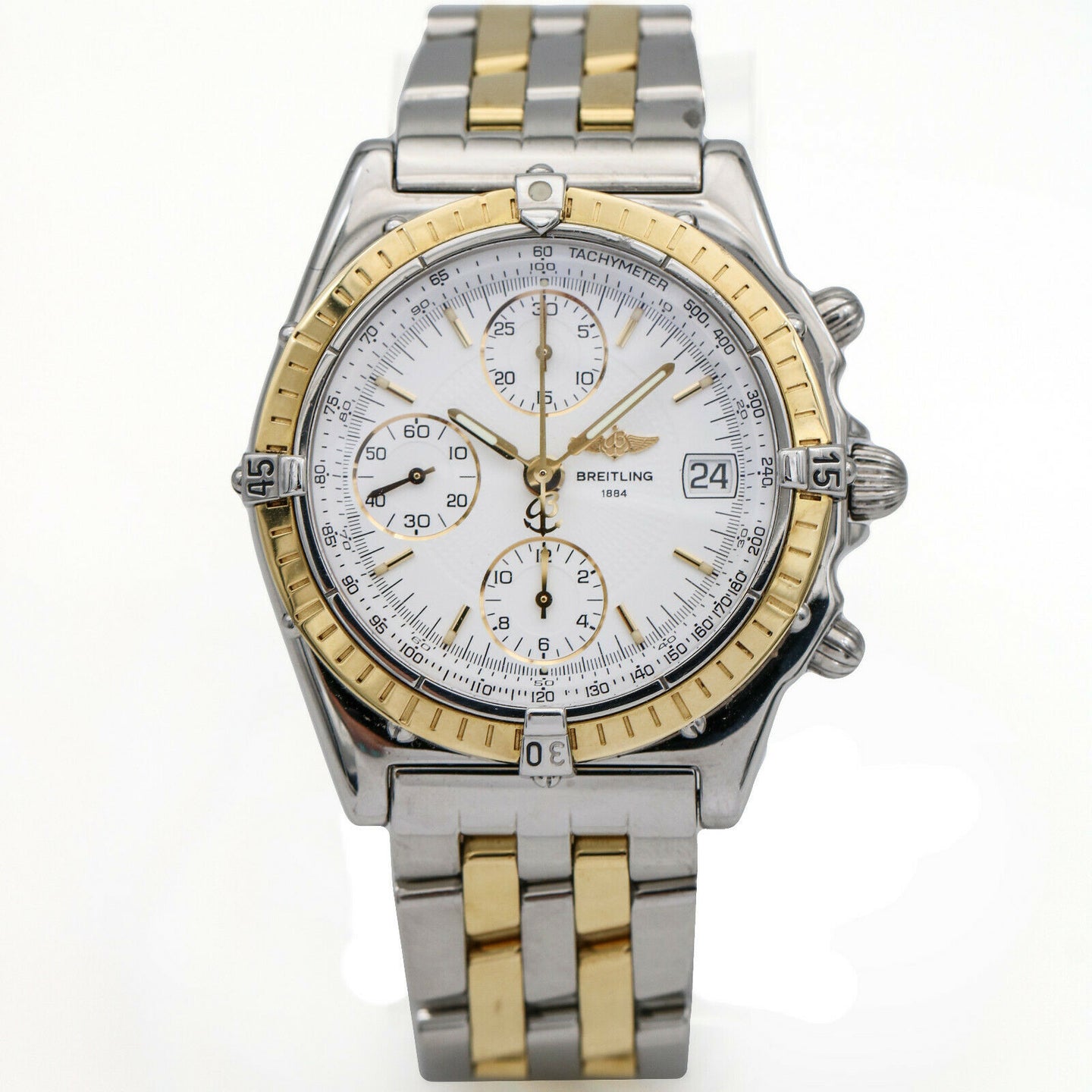 Breitling Chronomat D13050 White Dial Stainless Steel 18k Gold Men's Watch
