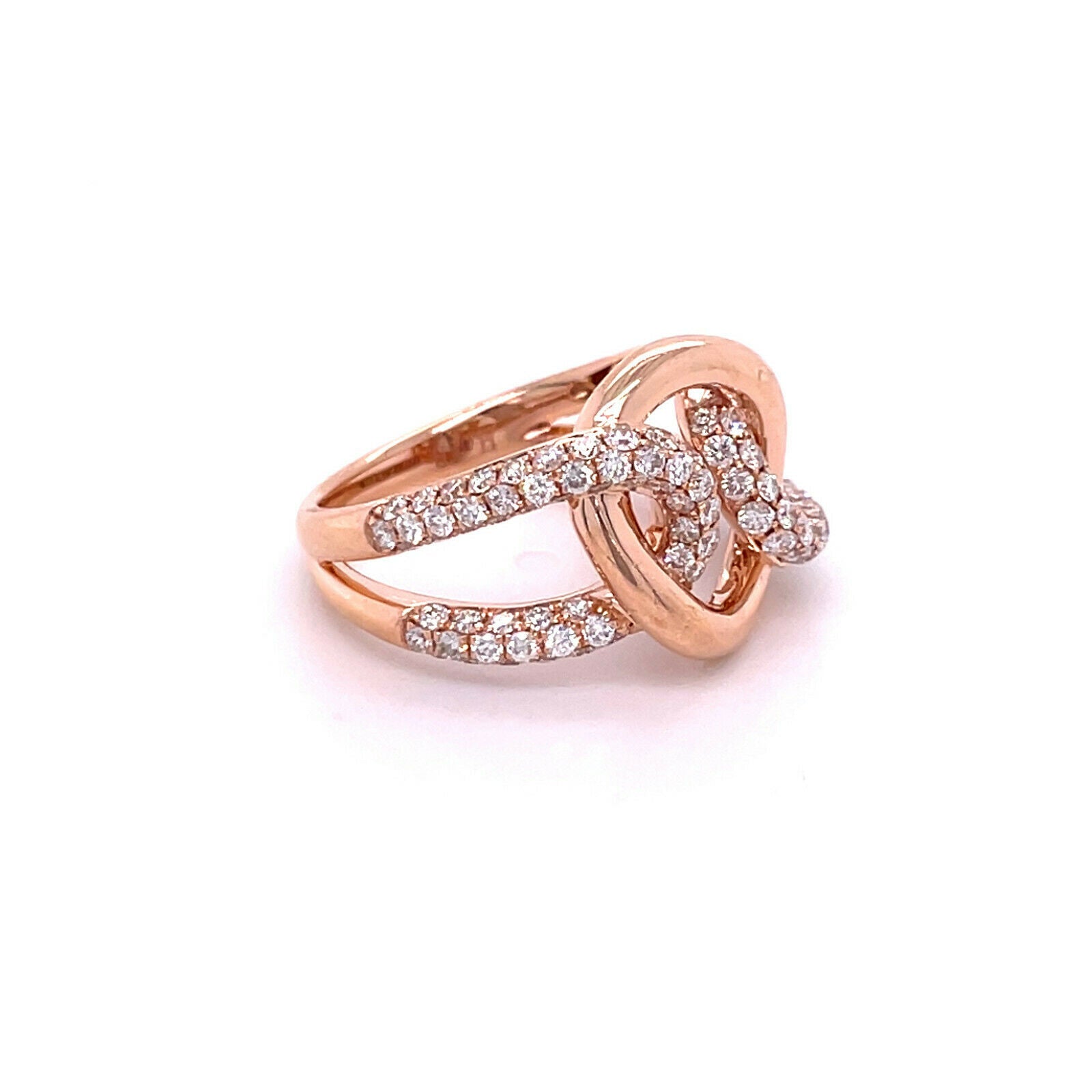 House of Baguettes Interlocking Links Ring in 14k Rose Gold